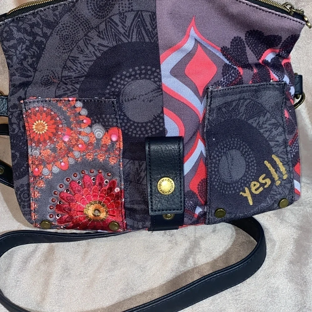Desigual Multicolor Crossbody Bag with Red and Black Accents